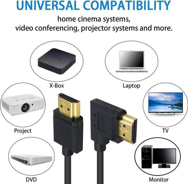 Alt view image 6 of 7 - 4K 90 Degree Right Angled HDMI Cable 6inch/15cm, Ultra Thin HDMI 2.0 Male to Male Cord for 3D 4K Ultra HD TV Stick TV Monitor Laptop
