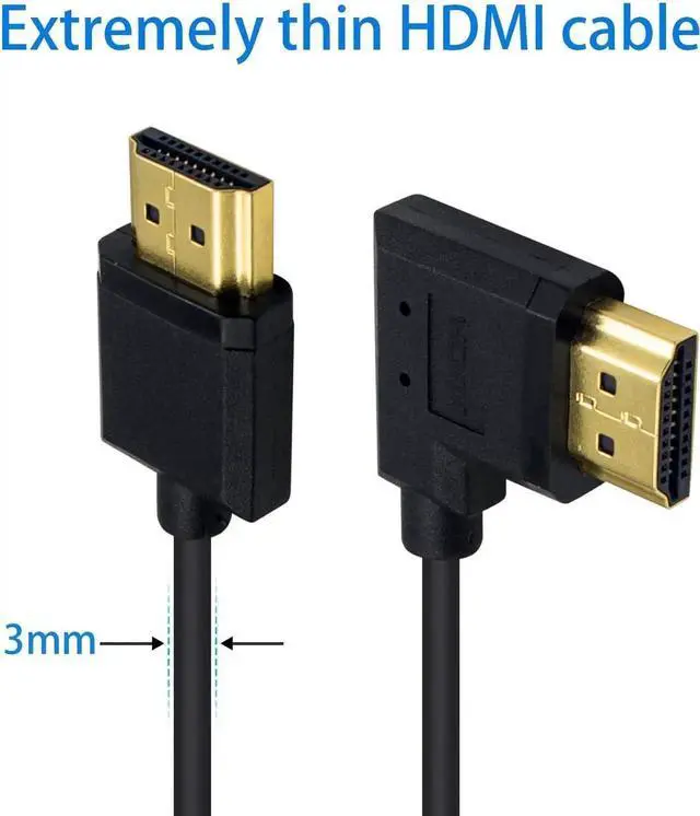 Alt view image 2 of 7 - 4K 90 Degree Right Angled HDMI Cable 6inch/15cm, Ultra Thin HDMI 2.0 Male to Male Cord for 3D 4K Ultra HD TV Stick TV Monitor Laptop