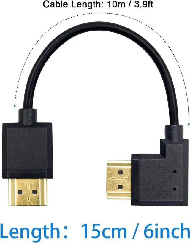 Alt view image 3 of 7 - 4K 90 Degree Right Angled HDMI Cable 6inch/15cm, Ultra Thin HDMI 2.0 Male to Male Cord for 3D 4K Ultra HD TV Stick TV Monitor Laptop