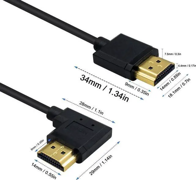 Alt view image 4 of 7 - 4K 90 Degree Right Angled HDMI Cable 6inch/15cm, Ultra Thin HDMI 2.0 Male to Male Cord for 3D 4K Ultra HD TV Stick TV Monitor Laptop