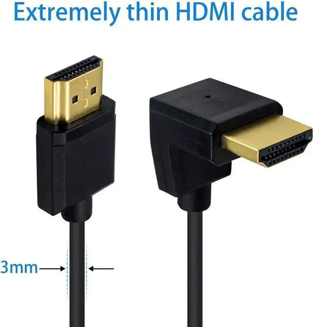 Alt view image 6 of 7 - 4K 90 Degree Up Angled HDMI Cable 6inch/15cm, Ultra Thin HDMI 2.0 Male to Male Cord for 3D 4K Ultra HD TV Stick TV Monitor Laptop