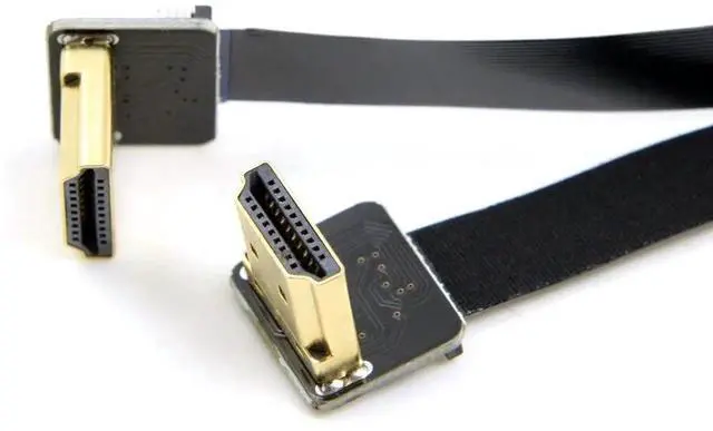 Alt view image 4 of 7 - FPV HDMI Male to HDMI Male FPC Flat Cable, Dual Up Angled 90 Degree 50cm HDTV Cable