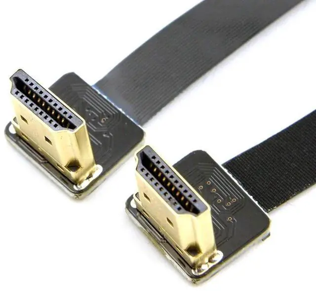 Alt view image 5 of 7 - FPV HDMI Male to HDMI Male FPC Flat Cable, Dual Up Angled 90 Degree 50cm HDTV Cable