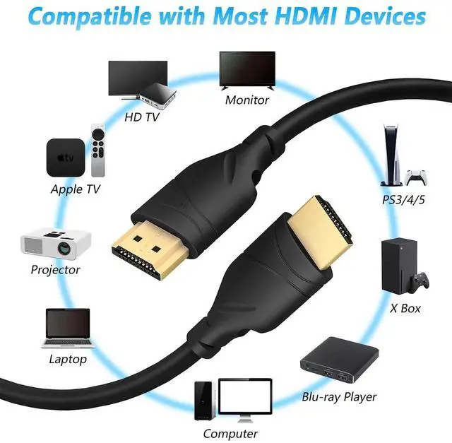 Alt view image 2 of 7 - 8K@60Hz HDMI 2.1 Cable 6.6FT, Ultra High Speed HDMI Cord, Supports 4K@120Hz 144Hz, HDCP, HDR 10 for HDTV, PC, Laptop, PS4/5, Xbox