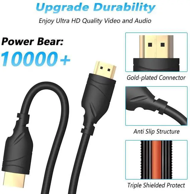 Alt view image 5 of 7 - 8K@60Hz HDMI 2.1 Cable 6.6FT, Ultra High Speed HDMI Cord, Supports 4K@120Hz 144Hz, HDCP, HDR 10 for HDTV, PC, Laptop, PS4/5, Xbox