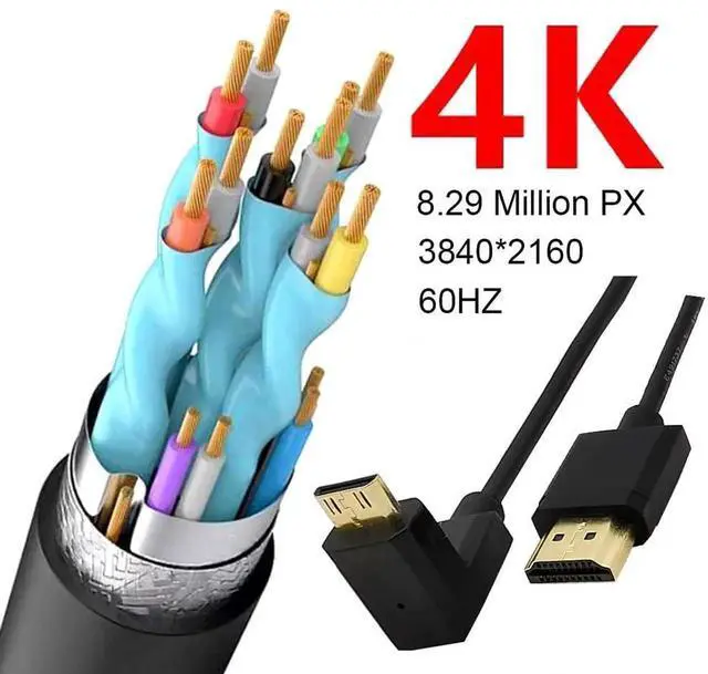 Alt view image 2 of 5 - 3.9Ft Mini HDMI to HDMI Coiled Cable, Up Angle Mini HDMI 2.0 Male to HDMI 2.0 Male, 4K@60Hz 18Gbps High Speed Spiral Spring Cord