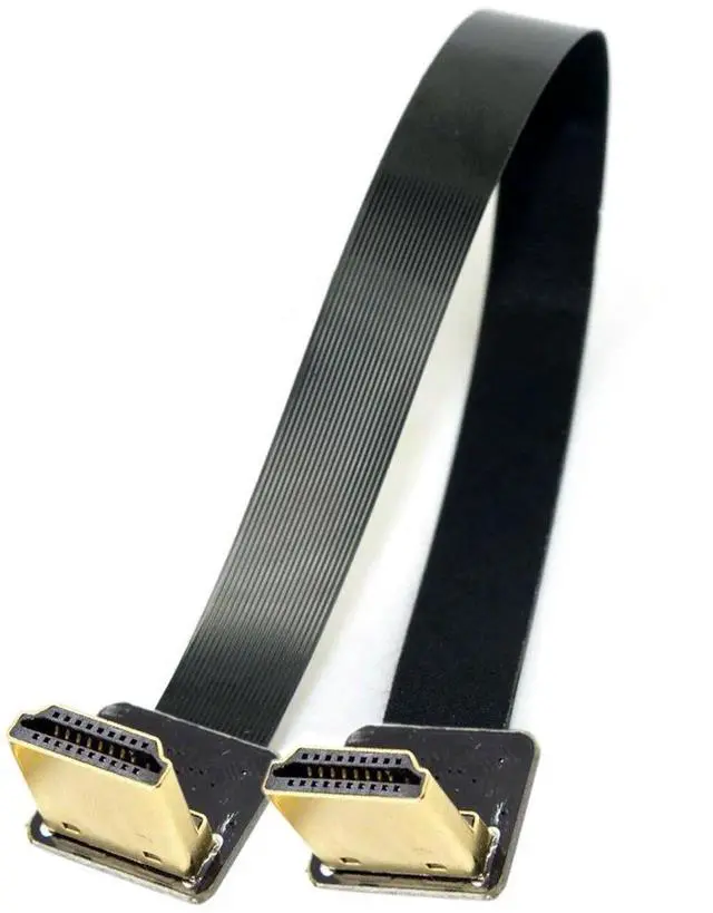 Alt view image 2 of 7 - Dual 90° Down Angled HDMI Type A Male to Male FPC Flat Cable 20cm, for FPV HDTV Multicopter Aerial Photography