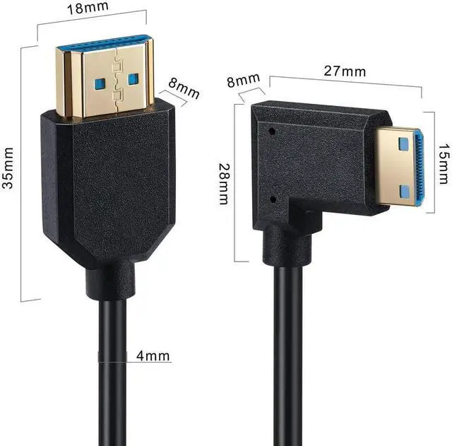 Alt view image 6 of 7 - Mini HDMI to HDMI Coiled Cable 90° Right Angle 8K, 2.1V 8K@60Hz 4K@120Hz Spring Cord 1.2M/4FT for Tablet, Graphics Card, Camera, Laptop, Monitor, HDTV