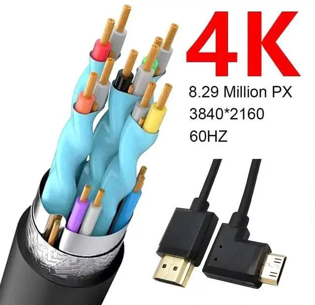 Alt view image 3 of 5 - 3.9Ft Mini HDMI to HDMI Coiled Cable, Left Angle Mini HDMI 2.0 Male to HDMI 2.0 Male, 4K@60Hz 18Gbps High Speed Spiral Spring Cord