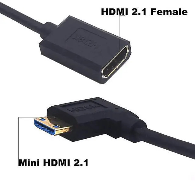 Alt view image 2 of 5 - 4FT Left Angle Mini HDMI to HDMI Coiled Extension Cable 8K@60Hz HDMI 2.1 Male to Female 48Gbps High Speed Spiral Spring Cord for Camera Laptop Monitor Projector