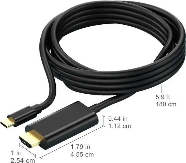 Alt view image 4 of 7 - USB C to HDMI Cable 6FT 4K@60Hz High-Speed Type-C to HDMI Cord Thunderbolt 3/4 Compatible for MacBook Pro Air iPad Pro Chromebook iMac XPS 17 Galaxy S23