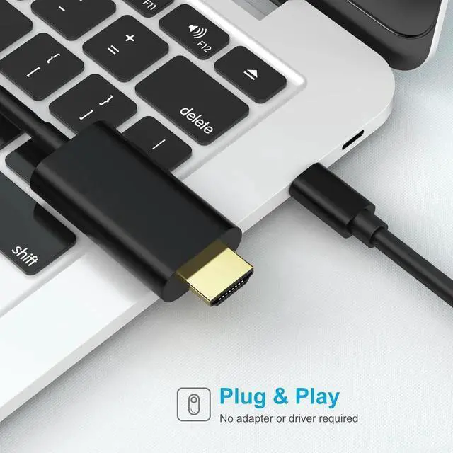 Alt view image 2 of 7 - USB C to HDMI Cable 6FT 4K@60Hz High-Speed Type-C to HDMI Cord Thunderbolt 3/4 Compatible for MacBook Pro Air iPad Pro Chromebook iMac XPS 17 Galaxy S23
