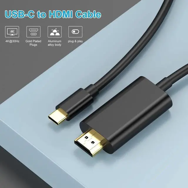 Alt view image 6 of 7 - USB C to HDMI Cable 6FT 4K@60Hz High-Speed Type-C to HDMI Cord Thunderbolt 3/4 Compatible for MacBook Pro Air iPad Pro Chromebook iMac XPS 17 Galaxy S23