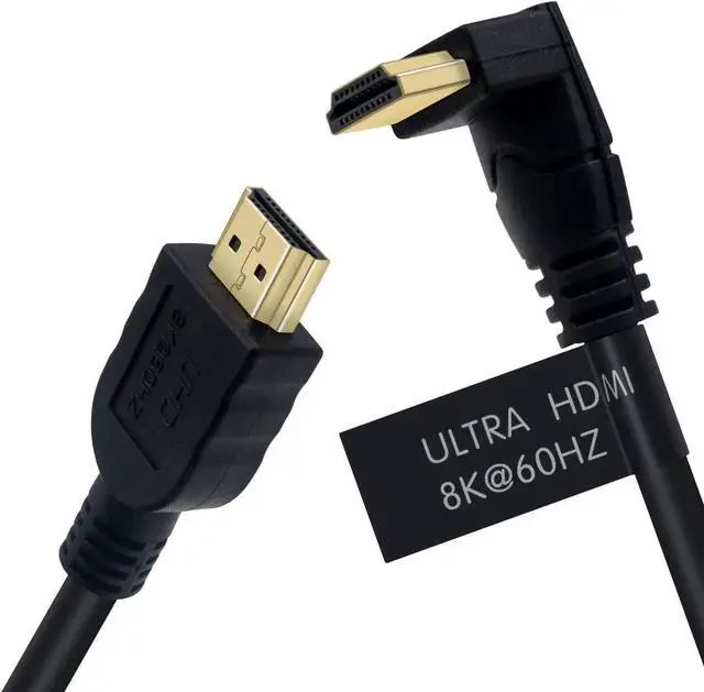 Alt view image 2 of 7 - 90° Down Angle 8K HDMI 2.1 Cable 2FT Male to Male 48Gbps High Speed Cord for TV PS5 PS4 Xbox Monitor Projector