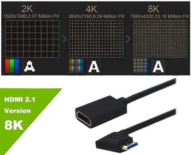 Alt view image 3 of 5 - 4FT Right Angle Mini HDMI to HDMI Coiled Extension Cable 8K@60Hz HDMI 2.1 Male to Female 48Gbps Spiral Spring Cord for Camera Laptop Monitor Projector
