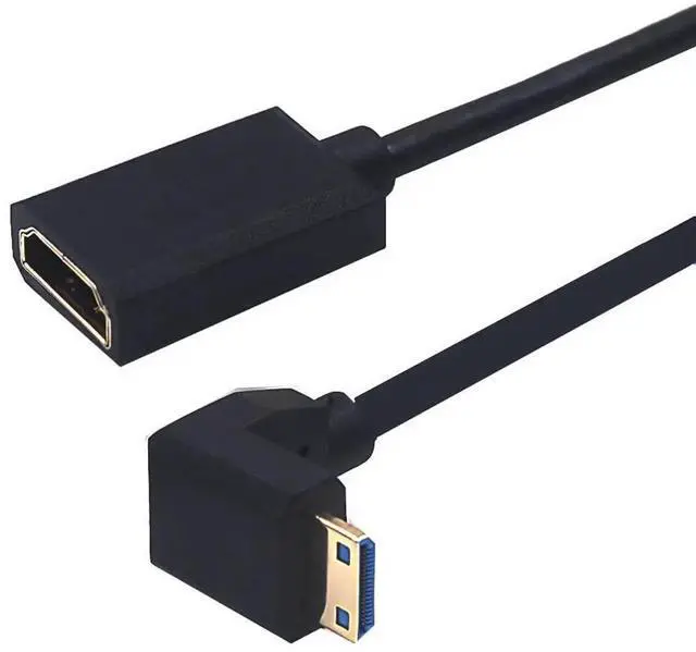 Alt view image 4 of 6 - 4FT Down Angle Mini HDMI to HDMI Coiled Extension Cable 8K@60Hz HDMI 2.1 Male to Female 48Gbps Spiral Spring Cord for Camera Laptop Monitor Projector