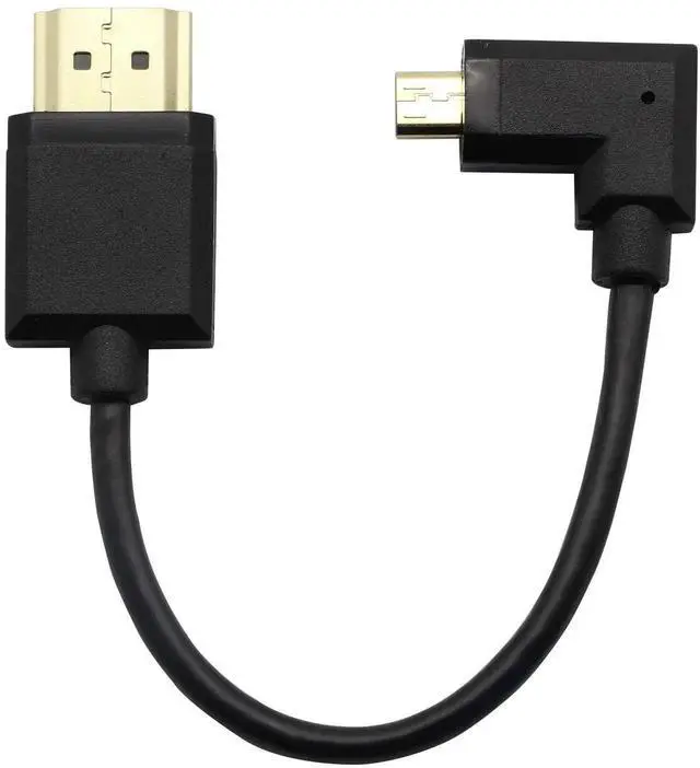 Alt view image 5 of 7 - 90° Right Angle Micro HDMI to HDMI Cable 15CM 4K@60Hz Type D to Type A Adapter with ARC Ethernet 3D for Camera Camcorder Tablet Monitor