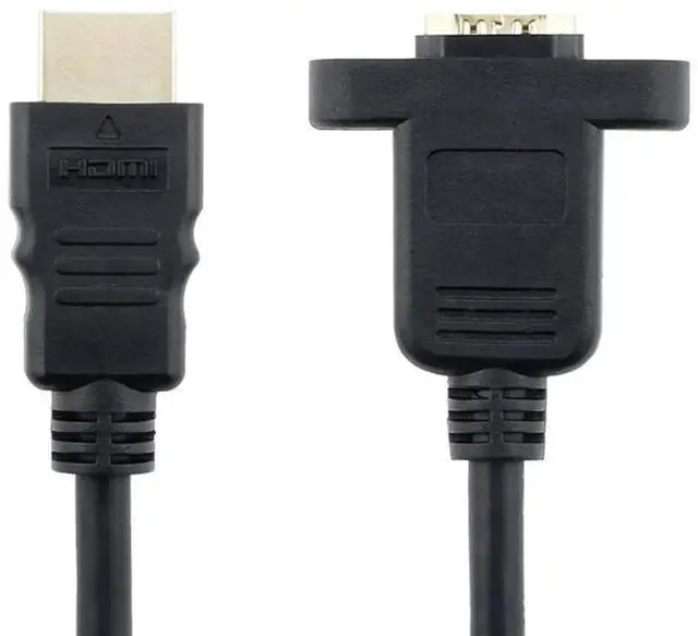 Alt view image 5 of 7 - 2FT HDMI Extension Cable Male to Female with Screw Nut Panel Mount High Speed Gold-Plated HDMI Extender Cord Black