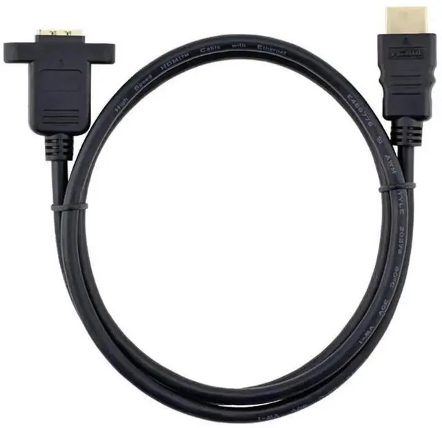 Alt view image 7 of 7 - 2FT HDMI Extension Cable Male to Female with Screw Nut Panel Mount High Speed Gold-Plated HDMI Extender Cord Black