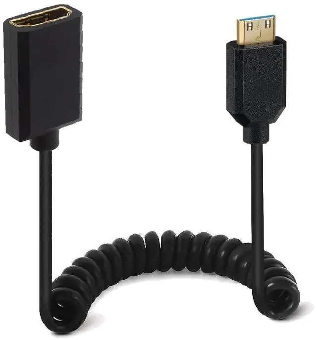 Main image of 4FT Straight Mini HDMI to HDMI Coiled Extension Cable 8K@60Hz HDMI 2.1 Male to Female 48Gbps Spiral Spring Cord for Camera Laptop Monitor Projector