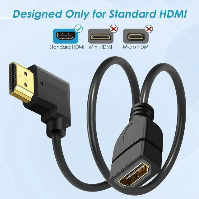 Alt view image 4 of 7 - 90° Left Angle HDMI Extension Cable 1.5FT 4K Male to Female Extender Cord for HDTV Monitor Laptop Projector