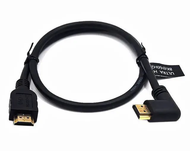 Main image of 2FT 48Gbps HDMI 2.1 Cable 8K@60Hz Straight Male to Left Angle Male High Speed Cord for Xbox PS4 PS5 Switch TV
