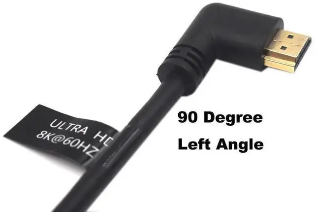 Alt view image 4 of 7 - 2FT 48Gbps HDMI 2.1 Cable 8K@60Hz Straight Male to Left Angle Male High Speed Cord for Xbox PS4 PS5 Switch TV