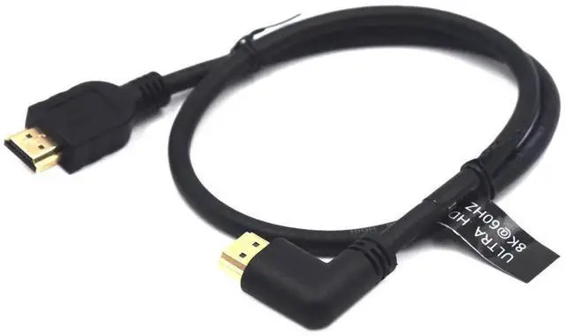 Alt view image 5 of 7 - 2FT 48Gbps HDMI 2.1 Cable 8K@60Hz Straight Male to Left Angle Male High Speed Cord for Xbox PS4 PS5 Switch TV