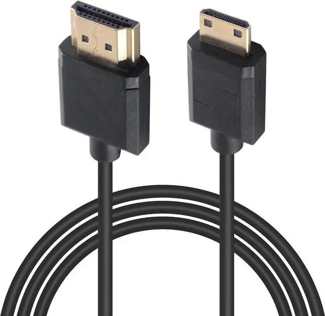 Main image of Short Mini HDMI to HDMI Cable 3.3FT/100cm, Ultra Slim/Flexible Soft Mini HDMI Male to HDMI Male Supports High-Speed 4K@60Hz, 3D, 18Gbps, 1080P for Projector, Monitor, Camcorde