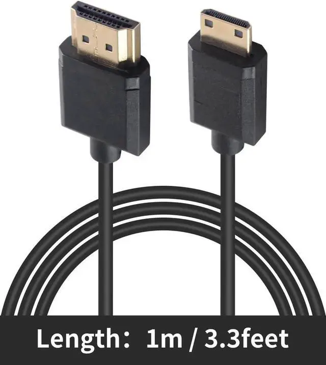 Alt view image 7 of 7 - Short Mini HDMI to HDMI Cable 3.3FT/100cm, Ultra Slim/Flexible Soft Mini HDMI Male to HDMI Male Supports High-Speed 4K@60Hz, 3D, 18Gbps, 1080P for Projector, Monitor, Camcorde