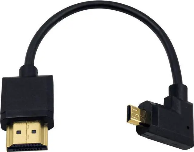 Main image of Micro HDMI to HDMI Adapter Cable - Extreme Thin Left Angle 6 inch/ 15cm for 1080P, 4K, UltraHD, 3D, Ethernet