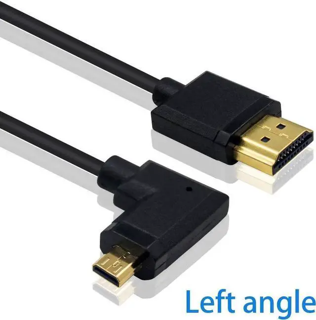 Alt view image 6 of 7 - Micro HDMI to HDMI Adapter Cable - Extreme Thin Left Angle 6 inch/ 15cm for 1080P, 4K, UltraHD, 3D, Ethernet