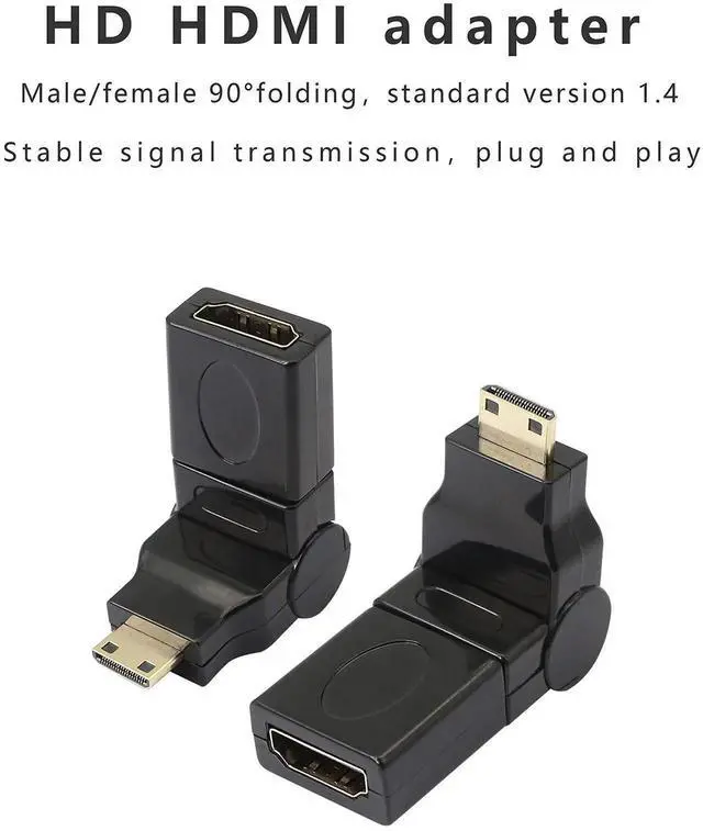 Alt view image 4 of 7 - Swivel Angle Mini HDMI to HDMI Adapter, 90° 180° 360° Rotating Mini HDMI Male to HDMI Female Converter Gold Plated 3D 2K for Camera Camcorder DSLR Tablet Graphics Card