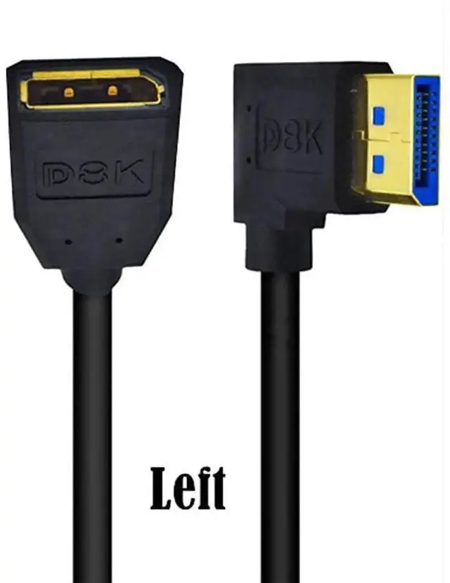 Alt view image 4 of 4 - 5.9 Inch 90° Left Angle DisplayPort 1.4 Extension Cable 8K@60Hz 4K@144Hz DP Male to Female Extender Cord