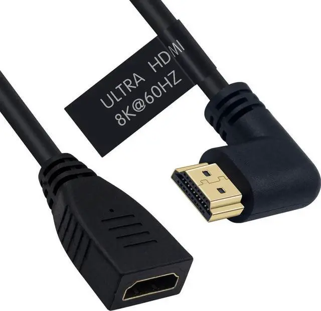 Alt view image 6 of 7 - 8K HDMI 2.1 Extension Cable 90 Degree Right Angle Male to Female 2FT Support 48Gbps 8K@60Hz 4K@120Hz 3D HDR for Laptop PC TV PS5