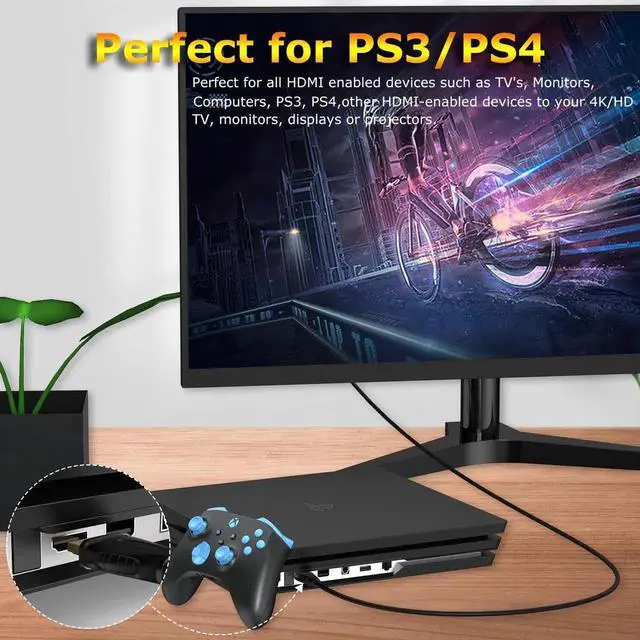 Alt view image 6 of 7 - 1ft Short HDMI Cable 2-Pack 4K UHD HDMI Male to Male Cord ARC CL3 Rated for Laptop Soundbar Monitor PS5 PS4 Xbox One Fire TV
