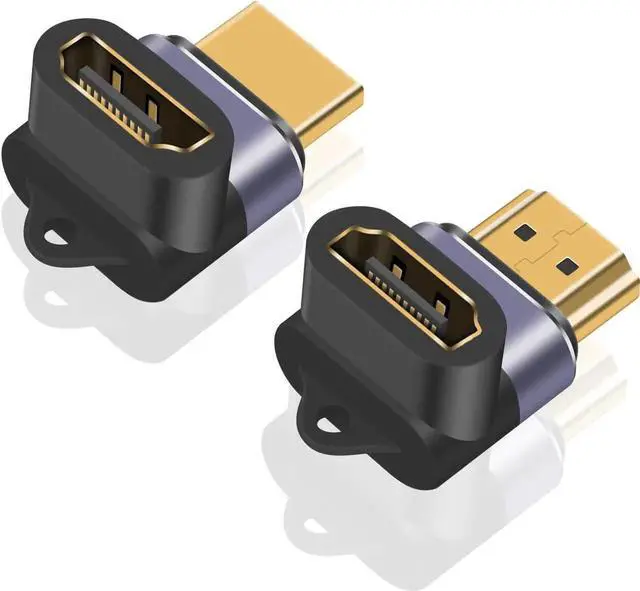 Main image of 90 Degree HDMI 2.1 Adapter 8K@60Hz 48Gbps, Up & Down Angle Extension Connector with LED Indicator for TV Stick Roku Xbox PS5 (2 Pack)