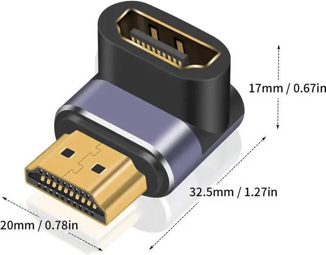 Alt view image 4 of 7 - 90 Degree HDMI 2.1 Adapter 8K@60Hz 48Gbps, Up & Down Angle Extension Connector with LED Indicator for TV Stick Roku Xbox PS5 (2 Pack)