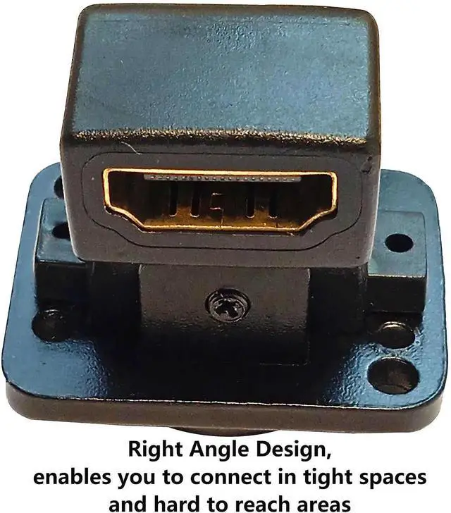 Alt view image 3 of 7 - D-Type HDMI Right Angle Panel Mount Adapter, Female to Female HDMI Coupler with Screws, Gold-Plated Connector for Wall Plate & Equipment Installation