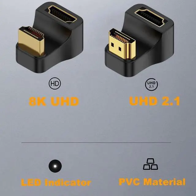 Alt view image 3 of 4 - 8K@60Hz HDMI Extension Adapter 2 Pack, U-Shape Down Angle 48Gbps HDMI 2.1 Extender, Supports 4K@120Hz 2K@240Hz Dynamic HDR 3D for PS5/4 Xbox Switch HDTV