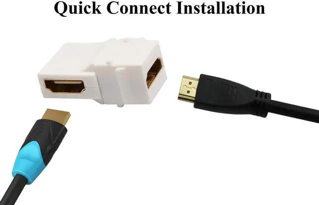 Alt view image 3 of 7 - 90 Degree HDMI Keystone Adapter 2 Pack, Gold Plated HDMI Female to Female Keystone Jack Insert, 4K@60Hz 3D Coupler for Wall Plate (White)