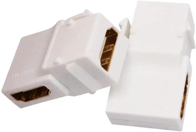 Alt view image 7 of 7 - 90 Degree HDMI Keystone Adapter 2 Pack, Gold Plated HDMI Female to Female Keystone Jack Insert, 4K@60Hz 3D Coupler for Wall Plate (White)