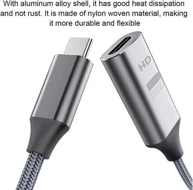 Alt view image 3 of 6 - USB C to HDMI Adapter, USB-C Male to HDMI Female Converter, 4K@60Hz Compatible for MacBook, iPad Pro, XPS, Pixelbook, Galaxy & More