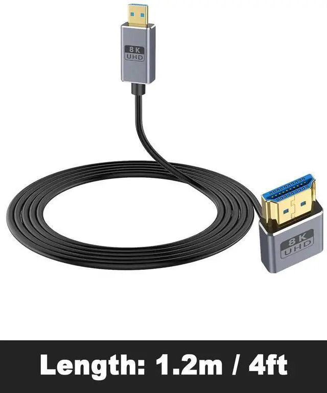 Alt view image 3 of 7 - Down Angle Micro HDMI to HDMI 2.1 Cable 4FT/1.2M 8K@60Hz 4K@240Hz 48Gbps High-Speed for Raspberry Pi 5/4 GoPro Hero 7 6 Sony A6000