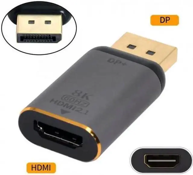 Main image of DisplayPort 1.4 to HDMI 2.0 Adapter Cable 8K@60Hz 4K UHD DP Source to HDMI Display Male to Male for Monitor, TV, PC, Laptop