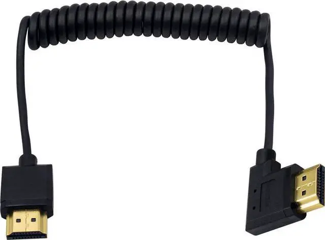 Main image of Left Angle Coiled HDMI Cable 4FT/1.2M, Extreme Thin 90 Degree HDMI Male to Male Coiled Cable for 3D and 4K@60hz Ultra HD TV Stick for PS5, Blu-ray, Roku TV, Xbox Series X/S