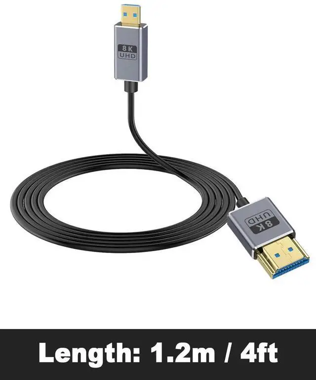 Alt view image 5 of 7 - 8K Micro HDMI to HDMI Cable 4FT/1.2M, 48Gbps HDMI 2.1 Male to Male Cord, 8K@60Hz 4K@240Hz HDR for Cameras, DSLRs, Camcorders, Portable Screens, Monitors