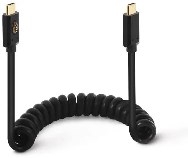 Main image of 3.9ft USB 4.0 Type C Coiled Cable, Straight to Straight Male, 40Gbps Data, 240W PD Charging, 8K@60Hz Video, Spring Spiral Cord Compatible with Thunderbolt 4/3, MacBook, Laptops, Phones & Monitors