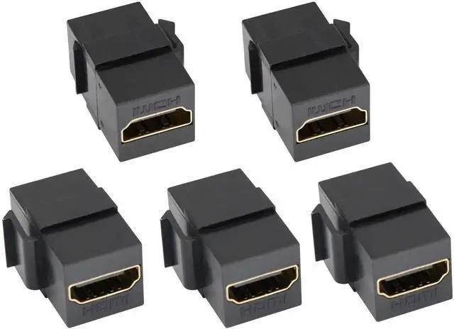Main image of HDMI Keystone Coupler 5 Pack, Gold Plated Female to Female HDMI Keystone Jack Insert, 4K 3D HDMI Adapter for Wall Plate (Black)