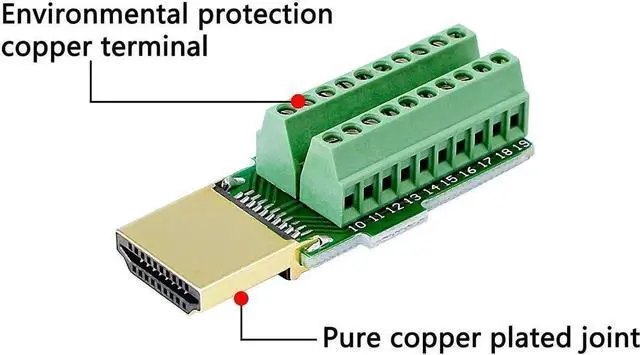 Alt view image 5 of 7 - 2 Pack Solderless HDMI Adapter Gold Plated Breakout Board Terminal Connector with Plastic Cover & Screwdriver